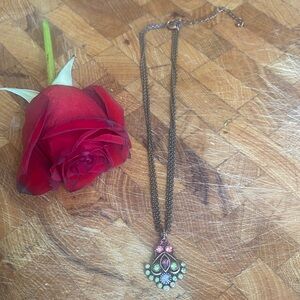 Vintage-Inspired Multi-Color Pendant Necklace - Women Jewelry